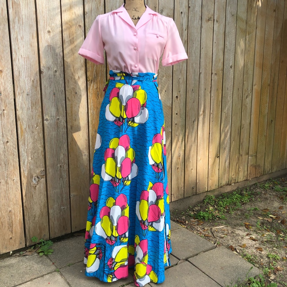 BALLOON DUTCH WAX BLOCK PRINT WRAP MAXI SKIRT